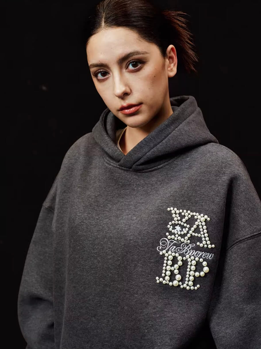 YADcrew x BIPOLAR Logo Pearl Embroidered Hoodie
