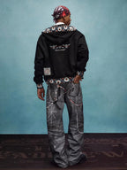 YADcrew x MEDM Ethnic Ribbed Zip Up Hoodie
