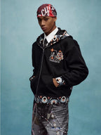 YADcrew x MEDM Ethnic Ribbed Zip Up Hoodie