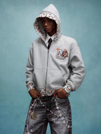 YADcrew x MEDM Ethnic Ribbed Zip Up Hoodie