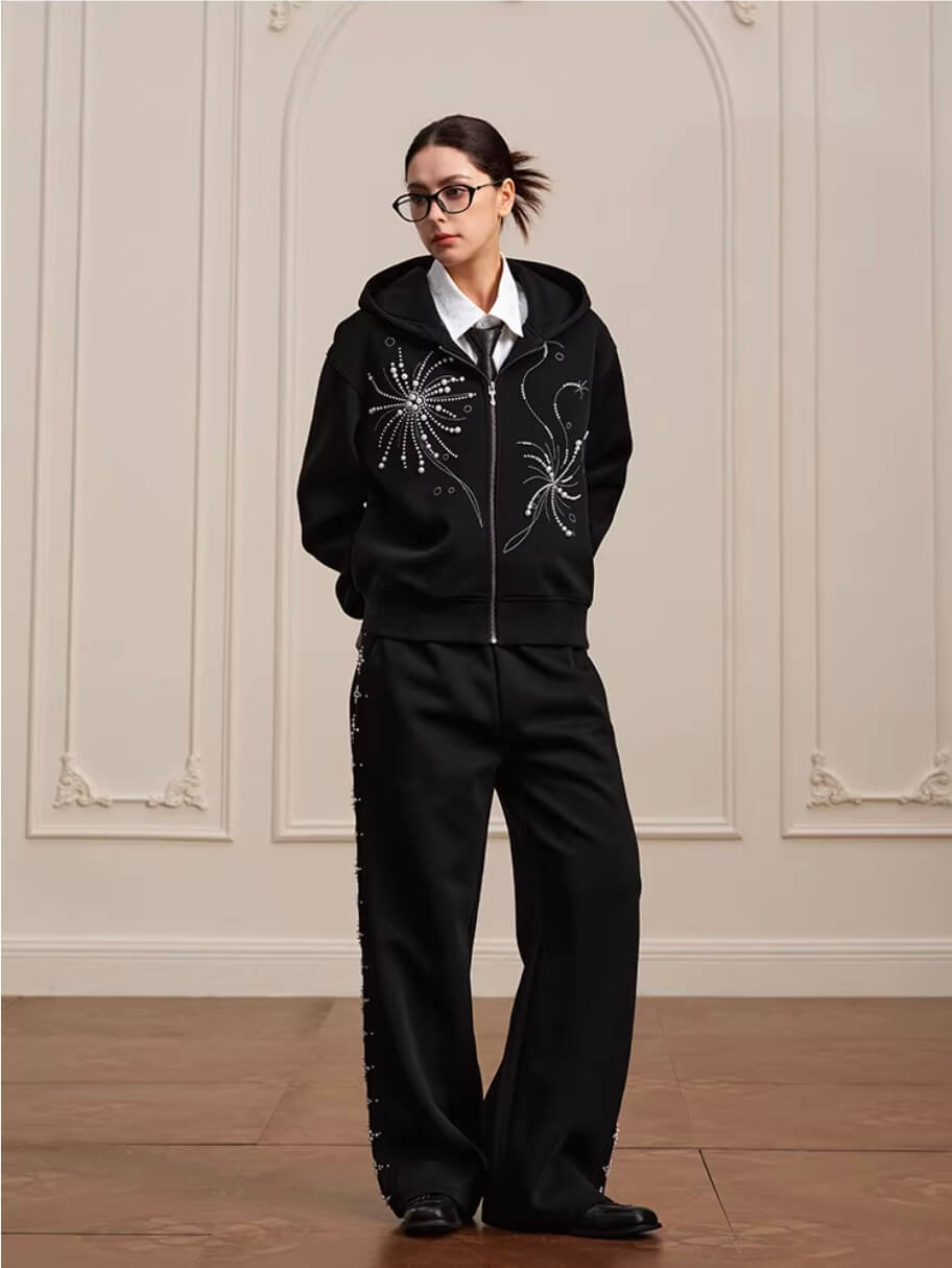 YADcrew Fireworks Pearl Zip Up Hoodie