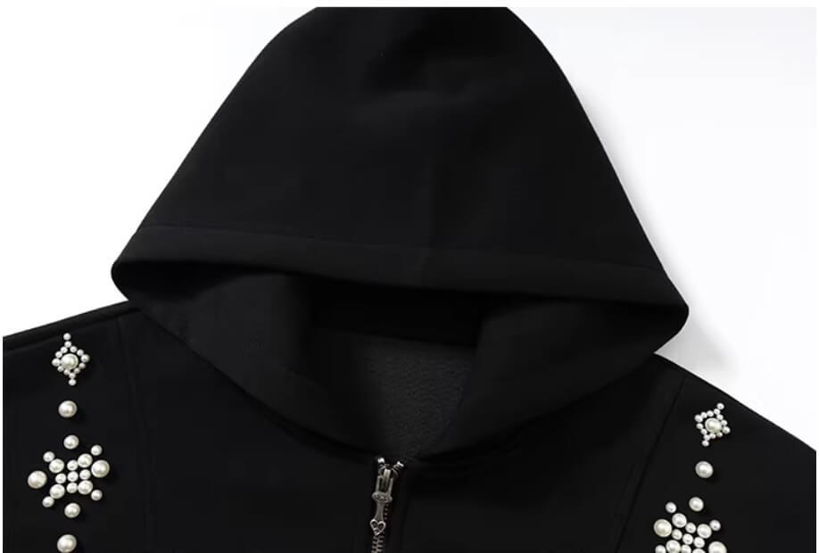 YADcrew Star Track Pearl Zip Up Hoodie