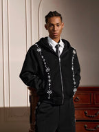 YADcrew Star Track Pearl Zip Up Hoodie