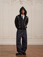 YADcrew Star Track Pearl Zip Up Hoodie