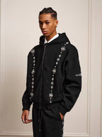 YADcrew Star Track Pearl Zip Up Hoodie