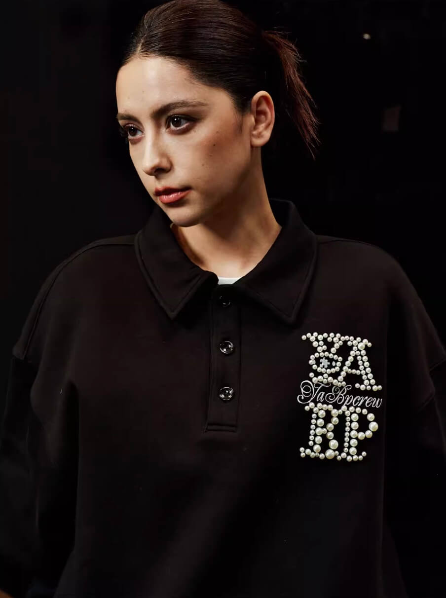 YADcrew x BIPOLAR Pearl Embellished Air Layer Polo Shirt