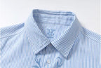 YADcrew Striped Embroidered Placket Button Up Long Sleeve Shirt