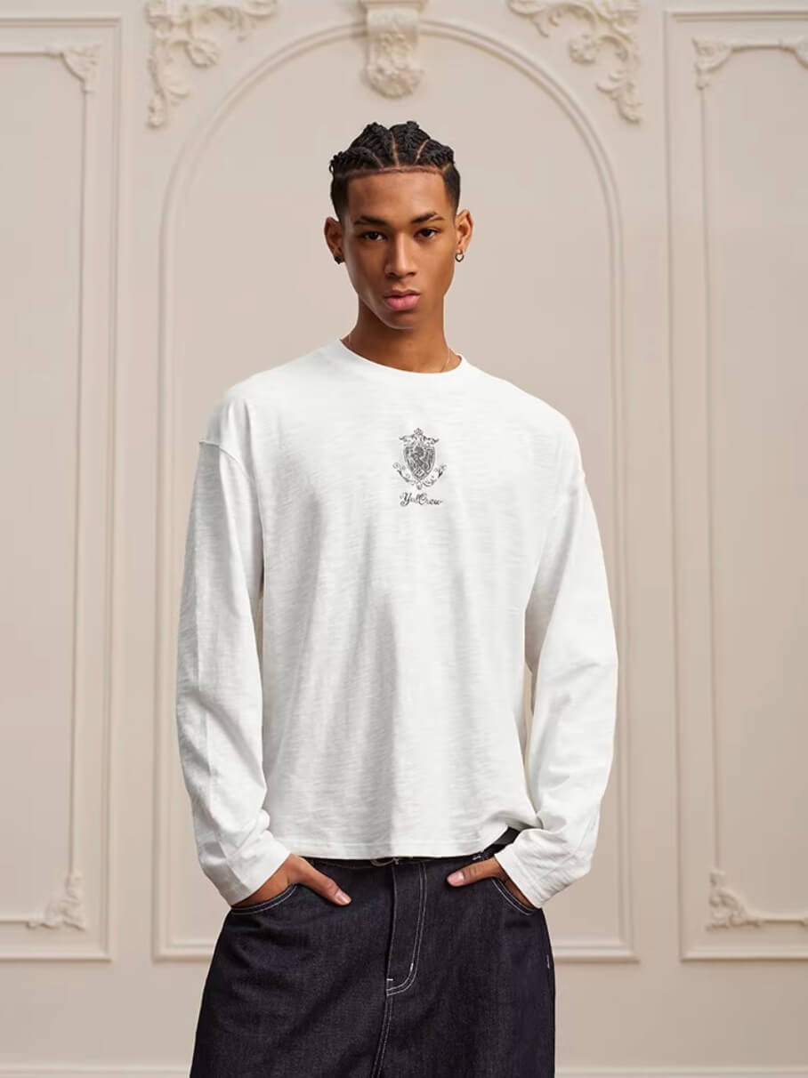 YADcrew Horse Vintage Print Long Sleeve Tee