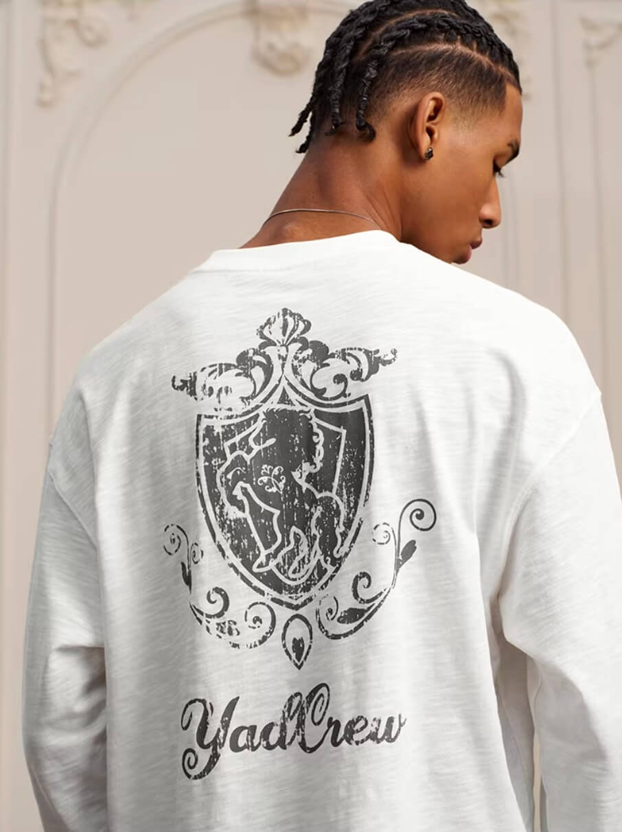 YADcrew Horse Vintage Print Long Sleeve Tee