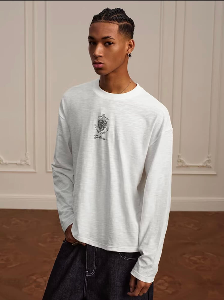 YADcrew Horse Vintage Print Long Sleeve Tee