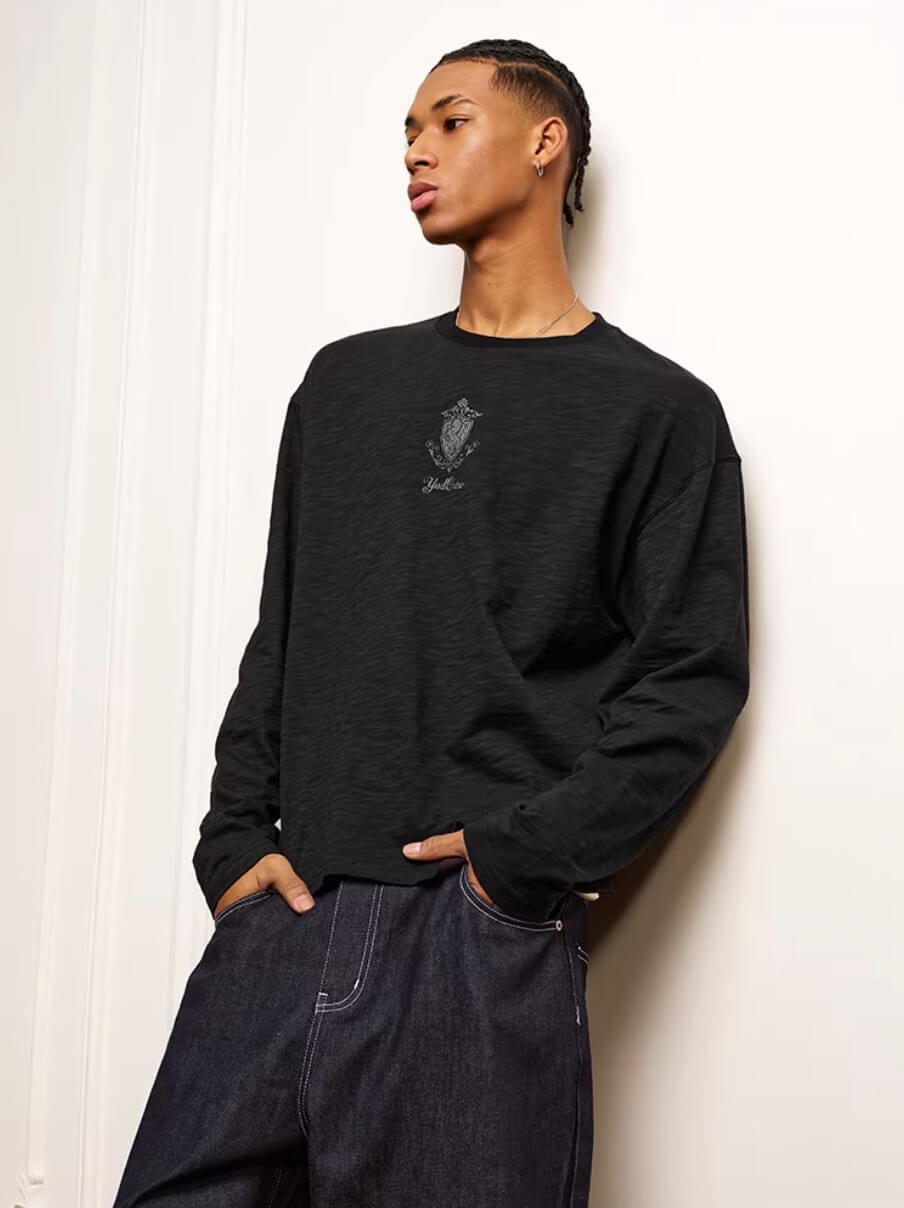 YADcrew Horse Vintage Print Long Sleeve Tee