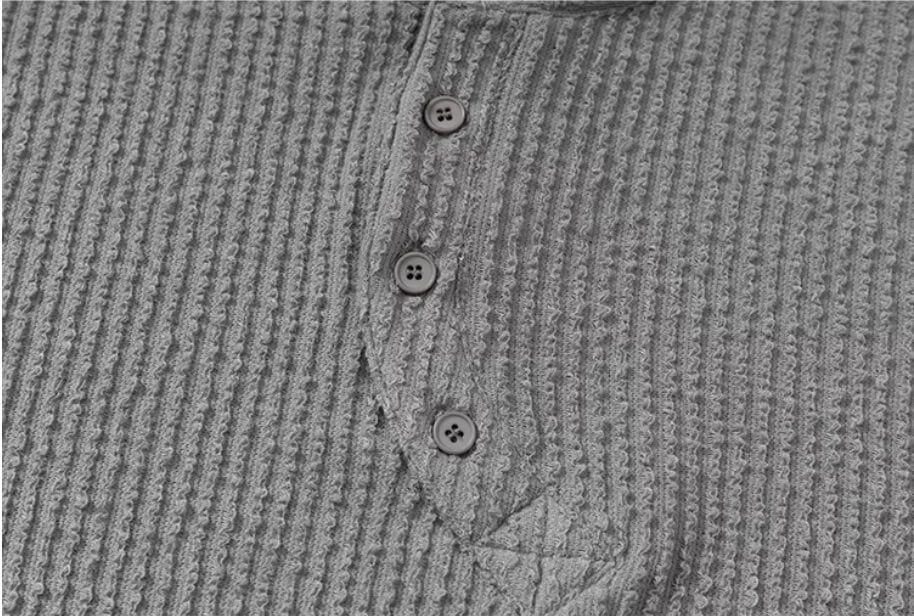 YADcrew Twisted Henley Pinstripe Long Sleeve Tee