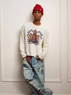 YADcrew Horse Vintage Print Waffle Long Sleeve Tee