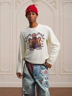 YADcrew Horse Vintage Print Waffle Long Sleeve Tee