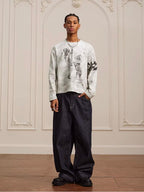 YADcrew Dirty Washed Circus Star Studded Long Sleeve Tee