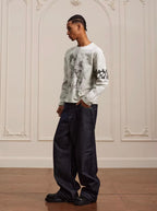YADcrew Dirty Washed Circus Star Studded Long Sleeve Tee