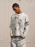 YADcrew Dirty Washed Circus Star Studded Long Sleeve Tee