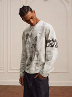 YADcrew Dirty Washed Circus Star Studded Long Sleeve Tee