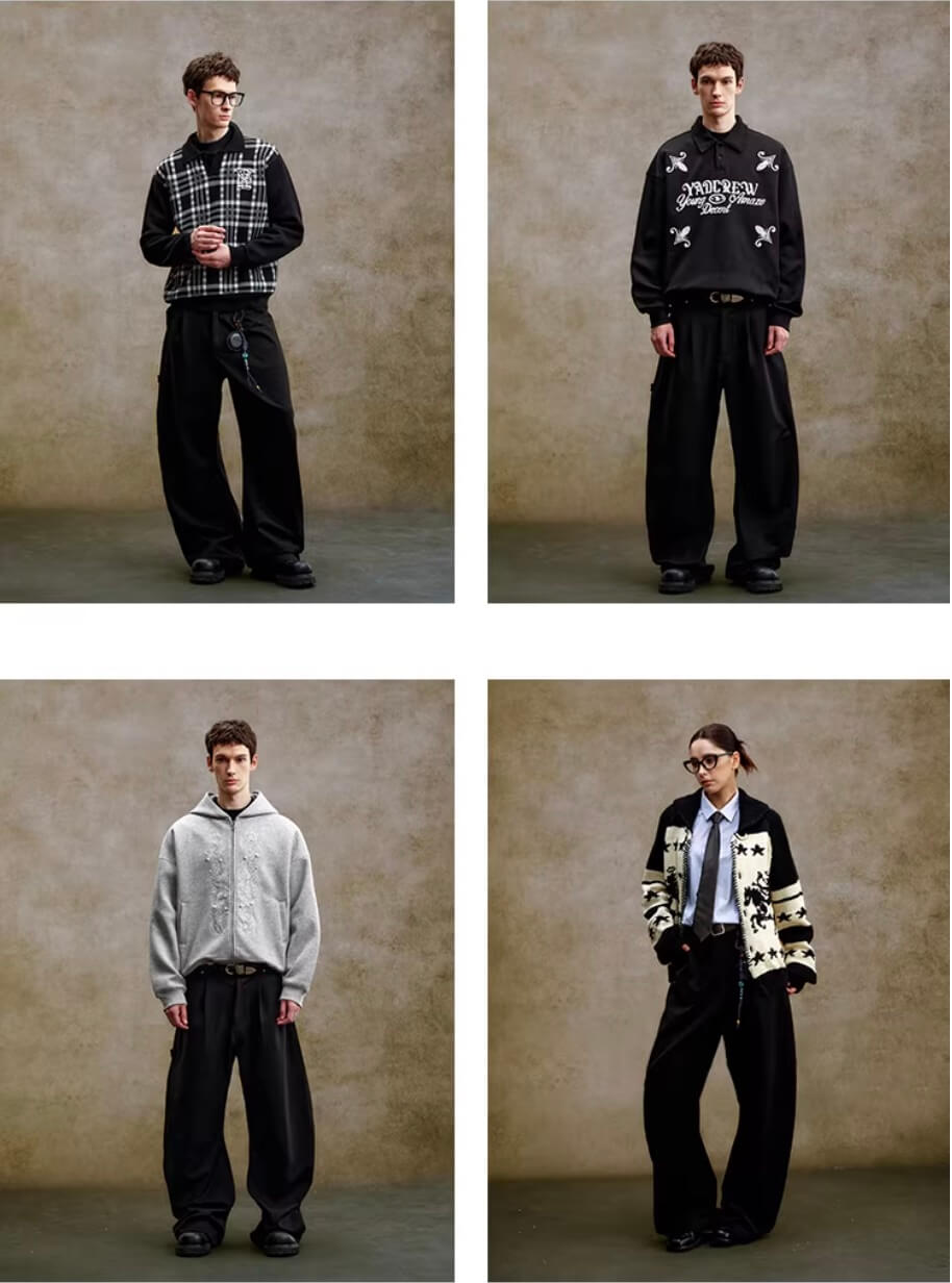 YADcrew Turquoise Studded Tucked Machete Black Pants