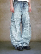 YADcrew 3D Digital Print Rhinestone Machete Jeans