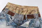 YADcrew Double Waist 3D Digital Print Jeans