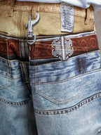 YADcrew Double Waist 3D Digital Print Jeans