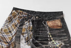 YADcrew Twisted Check Shirt 3D Digital Print Jeans