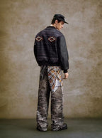 YADcrew Twisted Check Shirt 3D Digital Print Jeans