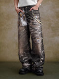 YADcrew Twisted Check Shirt 3D Digital Print Jeans