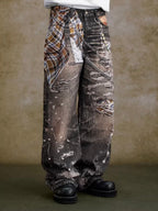 YADcrew Twisted Check Shirt 3D Digital Print Jeans