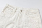 YADcrew 3D Embossed White Distressed Jeans