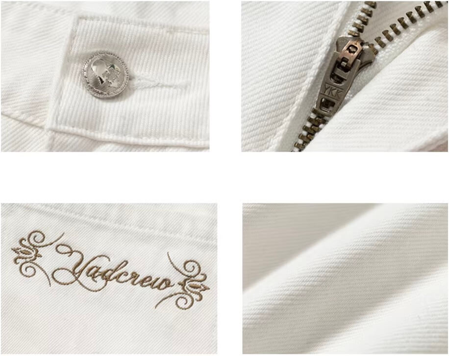 YADcrew 3D Embossed White Distressed Jeans