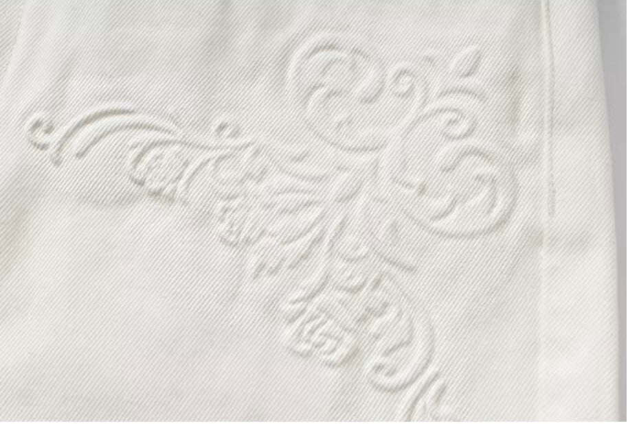 YADcrew 3D Embossed White Distressed Jeans
