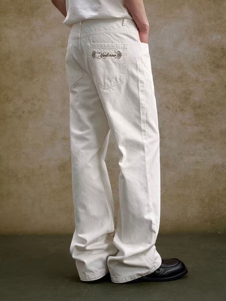 YADcrew 3D Embossed White Distressed Jeans