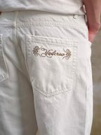 YADcrew 3D Embossed White Distressed Jeans