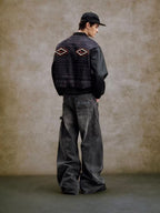 YADcrew Turquoise Studded Washed Tucked Painter Machete Jeans
