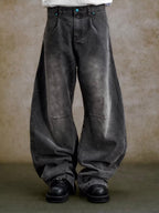 YADcrew Turquoise Studded Washed Tucked Painter Machete Jeans
