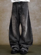 YADcrew Turquoise Studded Washed Tucked Painter Machete Jeans