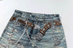 YADcrew x BIPOLAR 3D Belt Chain Digital Print Machete Jeans