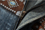 YADcrew x BIPOLAR 3D Belt Chain Digital Print Machete Jeans