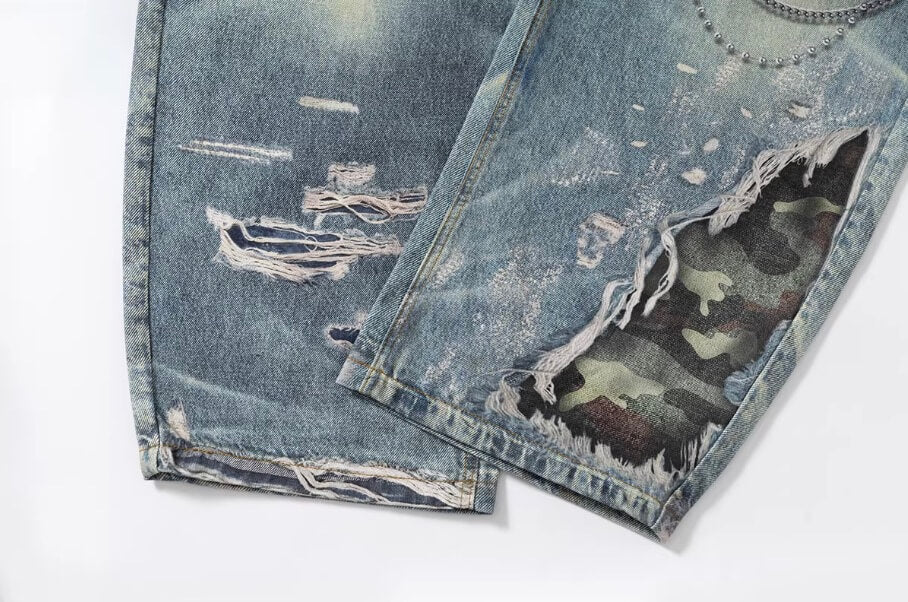 YADcrew x BIPOLAR 3D Belt Chain Digital Print Machete Jeans