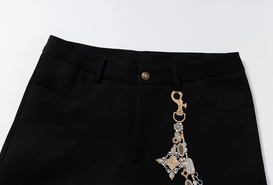 YADcrew Chain Embroidered Western Pants
