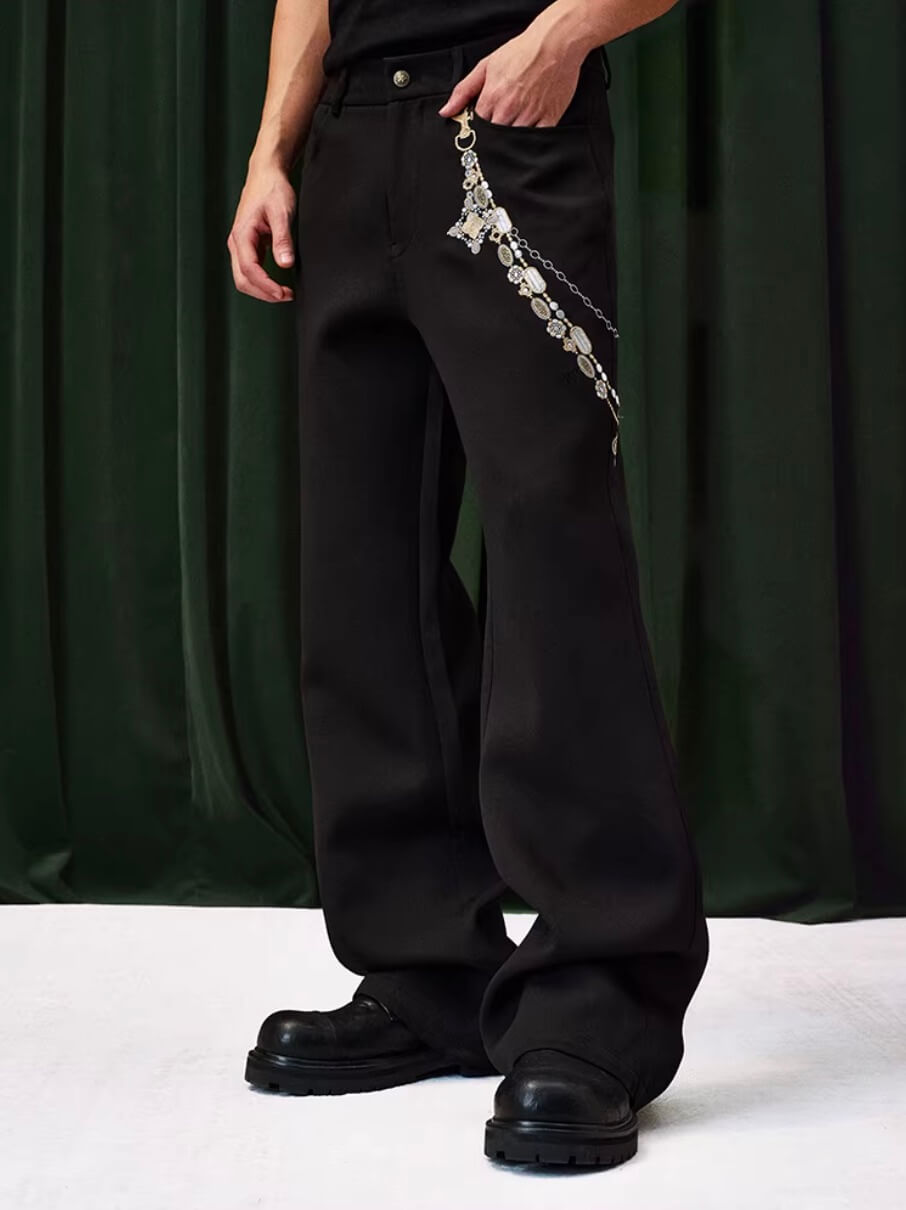 YADcrew Chain Embroidered Western Pants