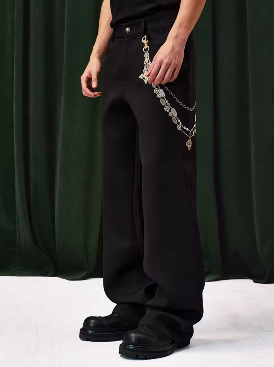 YADcrew Chain Embroidered Western Pants