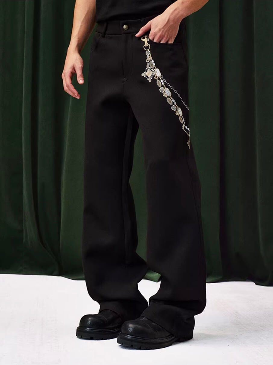 YADcrew Chain Embroidered Western Pants