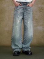 YADcrew Jeweled Rhinestone Whisker Washed Jeans