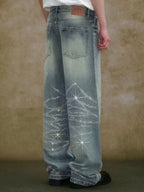 YADcrew Jeweled Rhinestone Whisker Washed Jeans