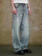 YADcrew Jeweled Rhinestone Whisker Washed Jeans