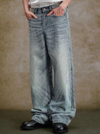 YADcrew Jeweled Rhinestone Whisker Washed Jeans