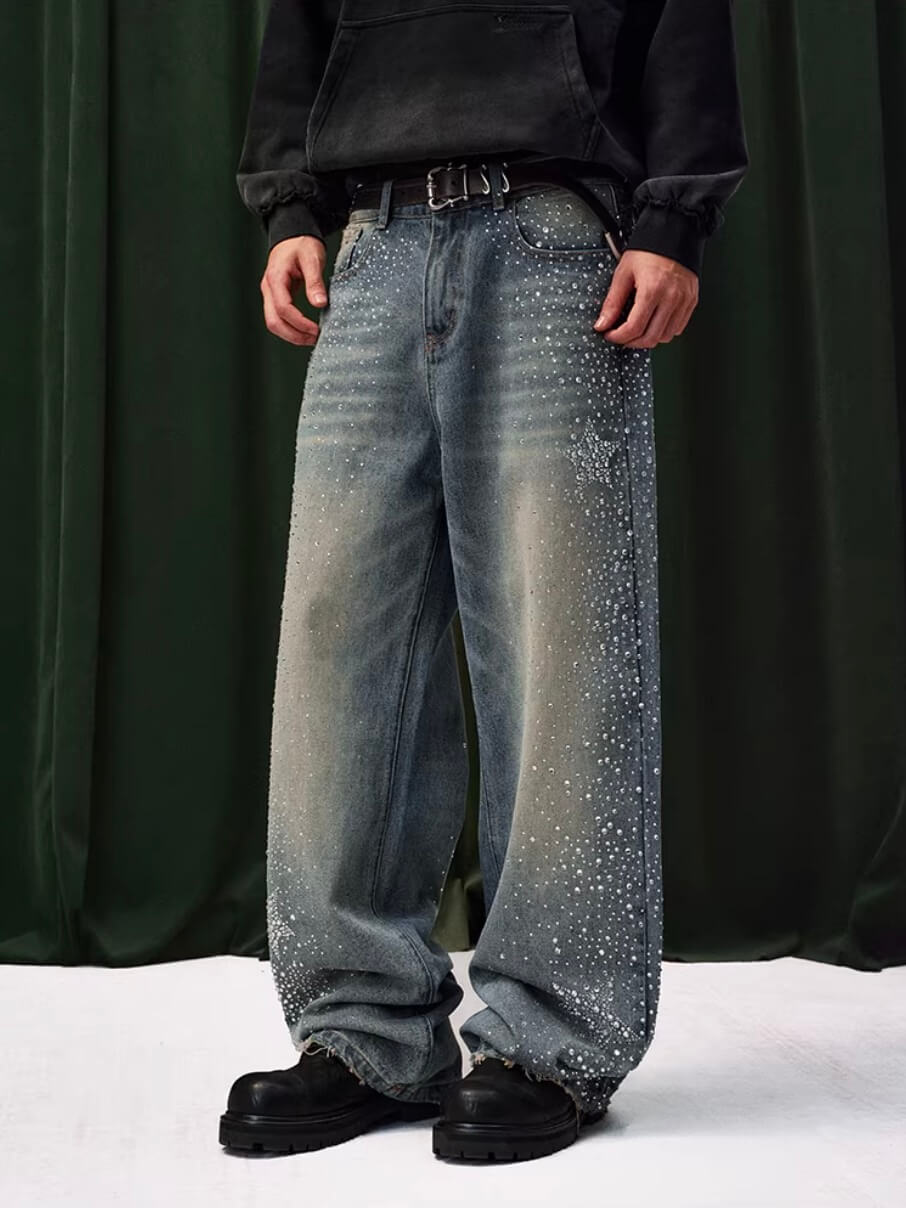 YADcrew Jeweled Rhinestone Star Washed Jeans